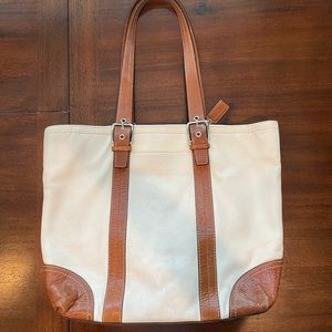 Large White leather Coach purse